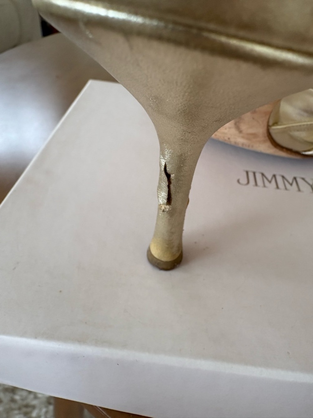 Jimmy Choo Metallic Gold Strappy Slingback Heels - Picture 4 of 5